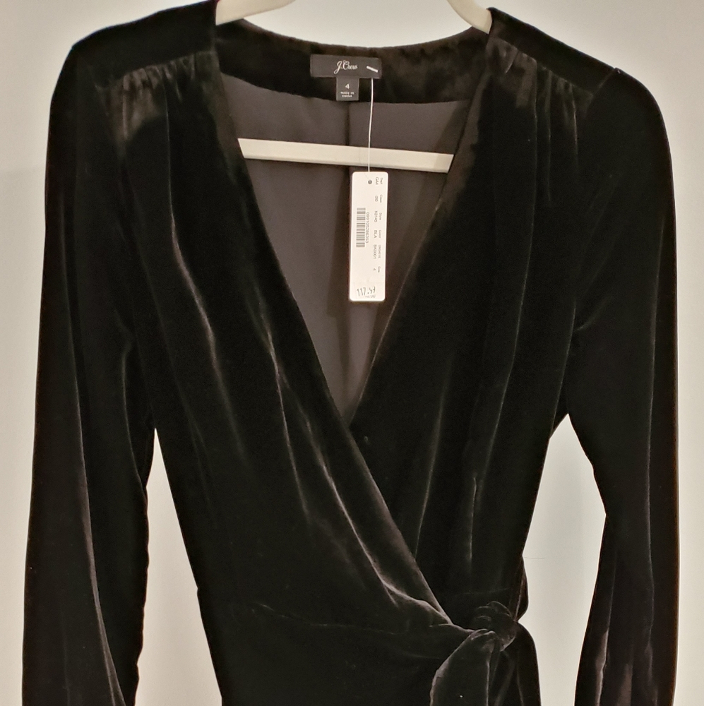 J Crew Drapey Velvet Wrap Dress